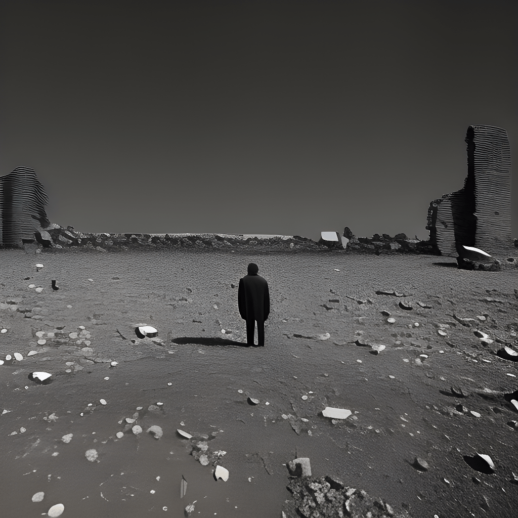 What is Nihilism? The Philosophy of Nothingness 14 The essence of nihilism, a lone figure on an endless plain, scattered ruins of old structures, an overwhelming sense of desolation and insignificance