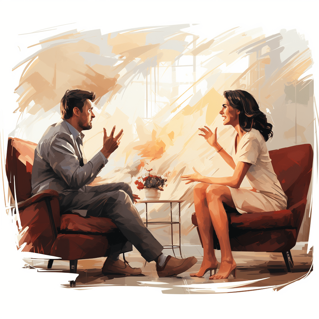 An Illustration Of Husband Yelling At His Wife 