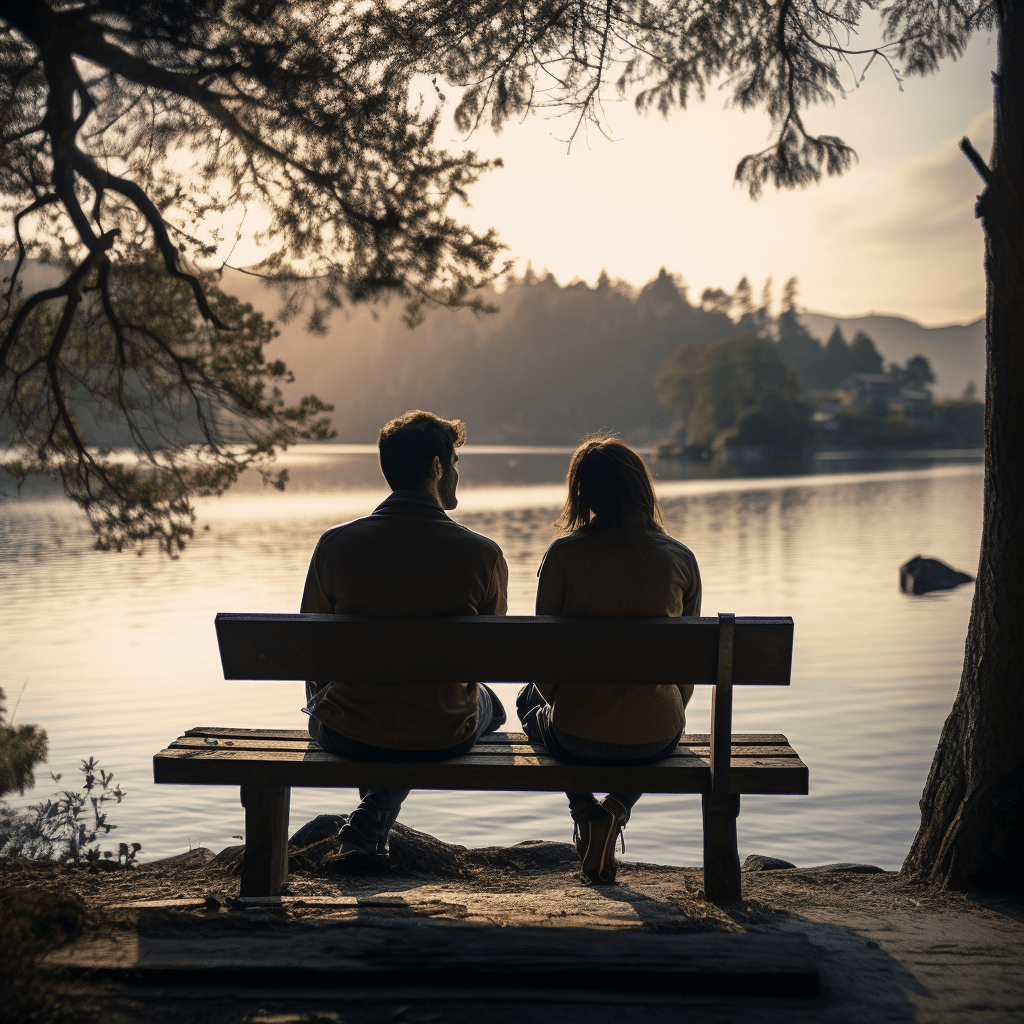 two people sitting on a bench quietly as one is stonewalling the conversation