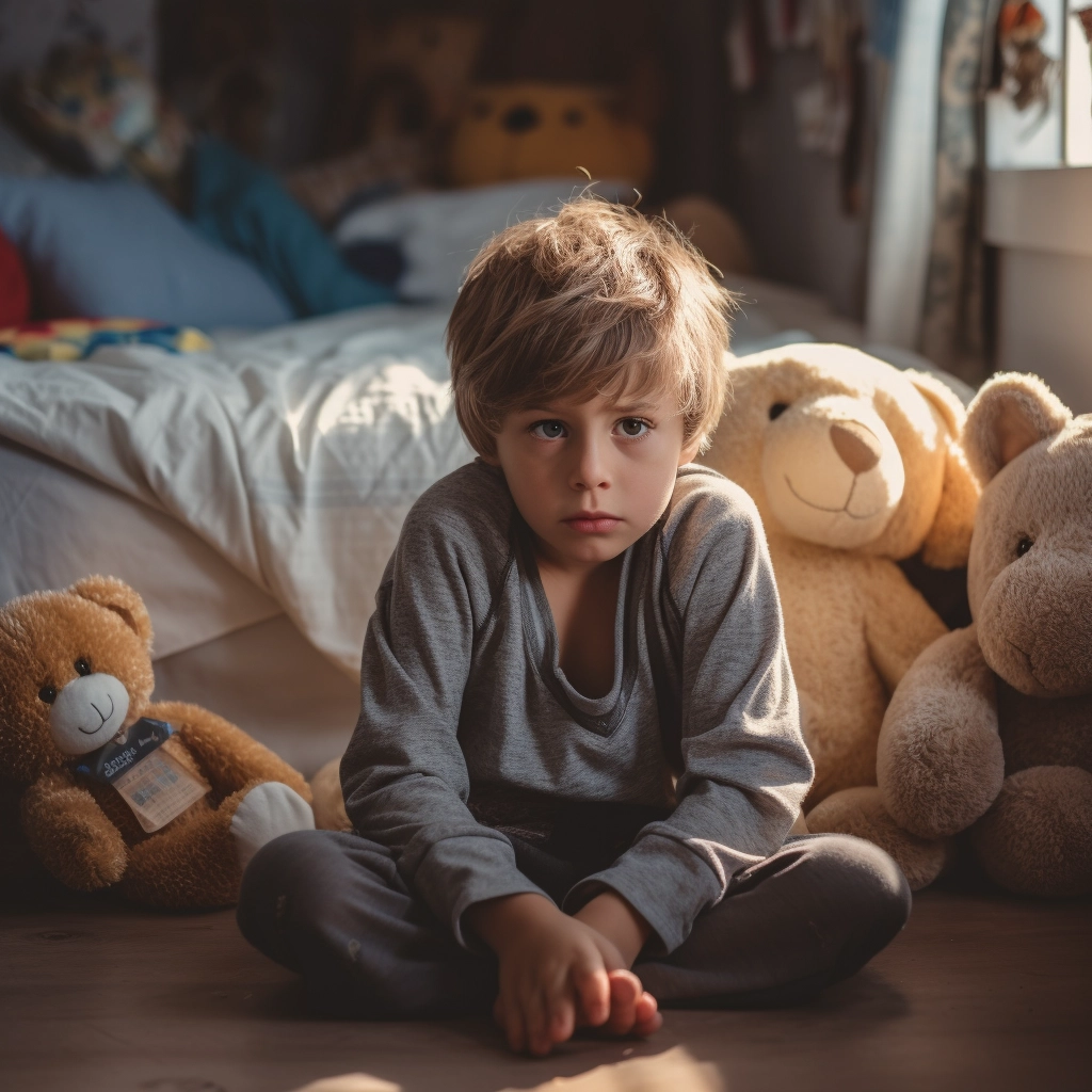 Child sitting in their bedroom after verbal abuse